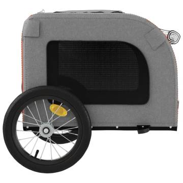 Pet Bike Trailer - Orange & Grey Oxford Fabric, Iron Frame