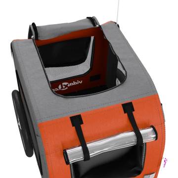 Pet Bike Trailer - Orange & Grey Oxford Fabric, Iron Frame