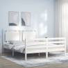 Bed Frame with Headboard White 160x200 cm Solid Wood Colour white Size 160 x 200 cm 