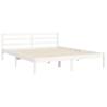 White Bed Frame with Headboard - Solid Wood 160x200 cm