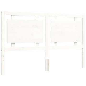 White Bed Frame with Headboard - Solid Wood 160x200 cm