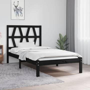 Black Solid Wood Pine Bed Frame 90x190 cm - Hipomarket