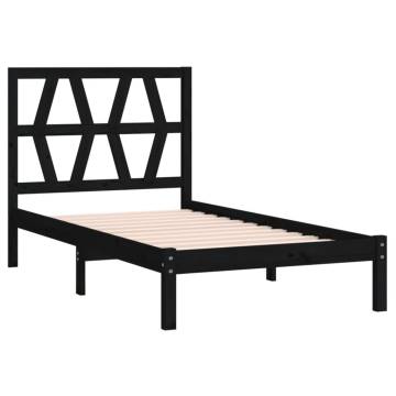 Black Solid Wood Pine Bed Frame 90x190 cm - Hipomarket