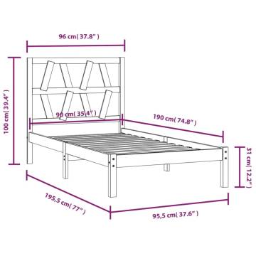 Black Solid Wood Pine Bed Frame 90x190 cm - Hipomarket