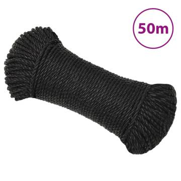 Work Rope Black 3mm 50m - Durable Polypropylene Rope