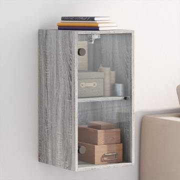 Wall Cabinet with Glass Doors - Grey Sonoma 35x37x68.5 cm