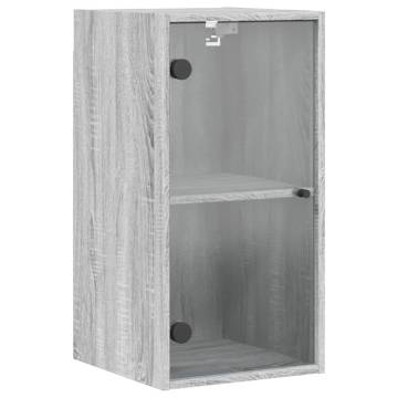 Wall Cabinet with Glass Doors - Grey Sonoma 35x37x68.5 cm