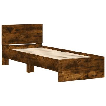 Bed Frame with LED Lights - Smoked Oak 90x190 cm Single