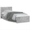 Concrete Grey Bed Frame with Headboard & LED Lights | Small Single