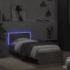 Concrete Grey Bed Frame with Headboard & LED Lights | Small Single