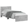 Concrete Grey Bed Frame with Headboard & LED Lights | Small Single