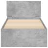 Concrete Grey Bed Frame with Headboard & LED Lights | Small Single