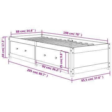 Versatile Day Bed Wax Brown 90x200 cm Solid Wood Pine