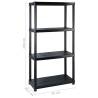 4-Tier Black Storage Shelf - Versatile & Compact | HipoMarket