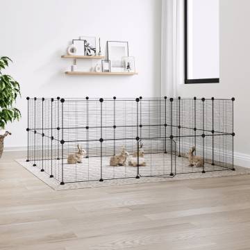 36-Panel Black Pet Cage - Spacious & Safe for Pets