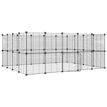 36-Panel Black Pet Cage - Spacious & Safe for Pets