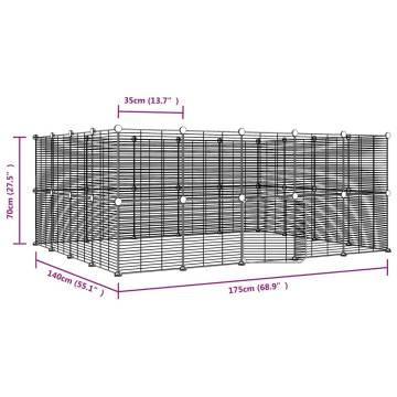 36-Panel Black Pet Cage - Spacious & Safe for Pets