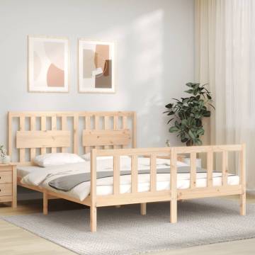 Solid Wood Bed Frame with Headboard 160x200 cm | HipoMarket