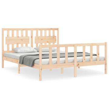 Solid Wood Bed Frame with Headboard 160x200 cm | HipoMarket