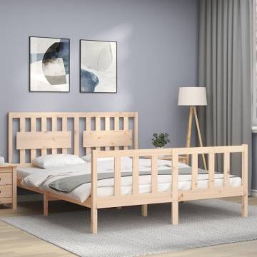 Solid Wood Bed Frame with Headboard 160x200 cm | HipoMarket