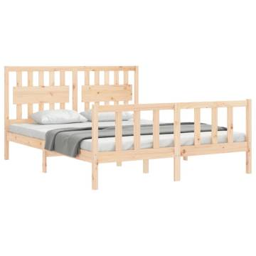 Solid Wood Bed Frame with Headboard 160x200 cm | HipoMarket