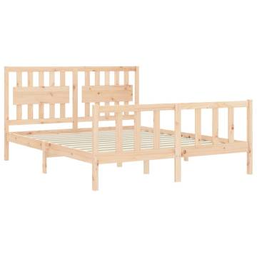 Solid Wood Bed Frame with Headboard 160x200 cm | HipoMarket