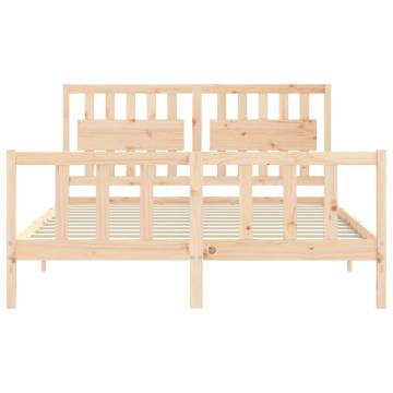 Solid Wood Bed Frame with Headboard 160x200 cm | HipoMarket