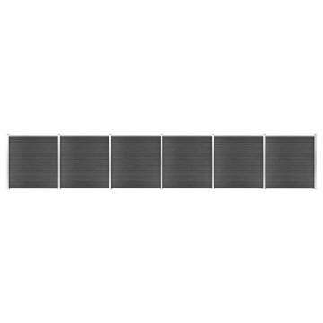 Fence Panel Set WPC 1045x186 cm Black - Durable & Stylish