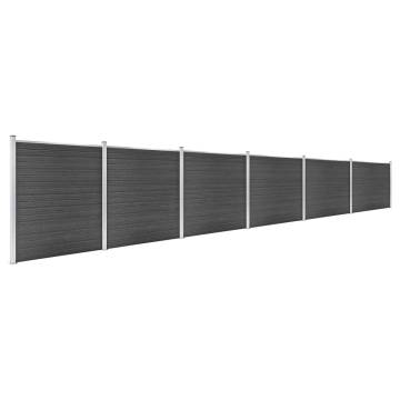 Fence Panel Set WPC 1045x186 cm Black - Durable & Stylish