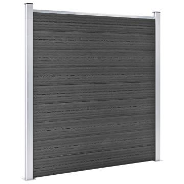 Fence Panel Set WPC 1045x186 cm Black - Durable & Stylish