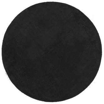 Rug HUARTE Black Ø 100 cm - Soft, Washable & Non-slip