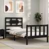 Bed Frame with Headboard Black 100x200 cm Solid Wood Colour black Size 100 x 200 cm 