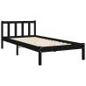 Black Bed Frame with Headboard - 100x200 cm Solid Wood