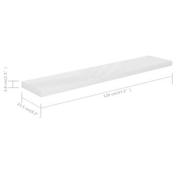 Floating Wall Shelf High Gloss White - Stylish & Durable Design