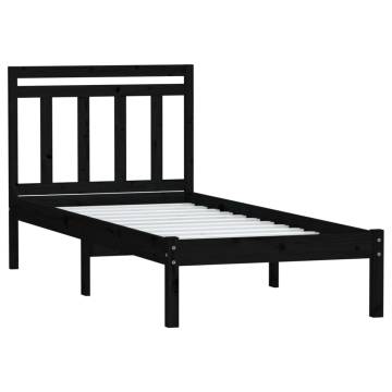 Black Bed Frame 75x190 cm Small Single | Solid Pine Wood