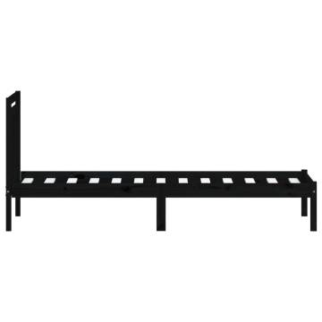 Black Bed Frame 75x190 cm Small Single | Solid Pine Wood