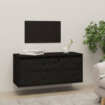 Black Wall Cabinet 80x30x35 cm - Solid Wood Pine | HipoMarket