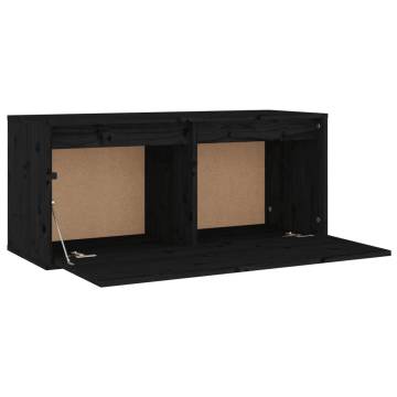 Black Wall Cabinet 80x30x35 cm - Solid Wood Pine | HipoMarket