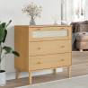 Drawer Cabinet SENJA Rattan Look Brown 80x40x80 cm Solid Wood Pine Colour brown Quantity in Package 1 