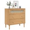 SENJA Drawer Cabinet - Rattan Look Brown Solid Wood (80x40x80 cm)