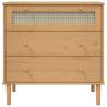 SENJA Drawer Cabinet - Rattan Look Brown Solid Wood (80x40x80 cm)