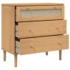 SENJA Drawer Cabinet - Rattan Look Brown Solid Wood (80x40x80 cm)