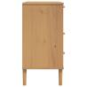 SENJA Drawer Cabinet - Rattan Look Brown Solid Wood (80x40x80 cm)