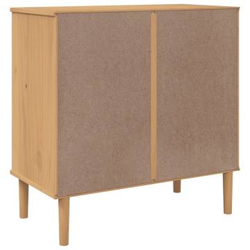 SENJA Drawer Cabinet - Rattan Look Brown Solid Wood (80x40x80 cm)