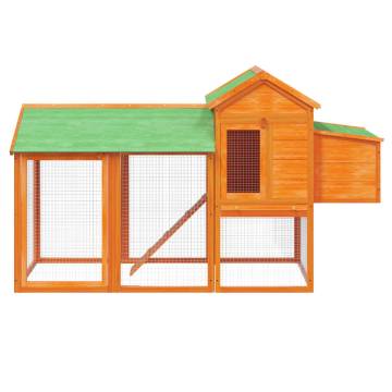 Brown Chicken Coop 193x65x117 cm - Solid Pine Wood