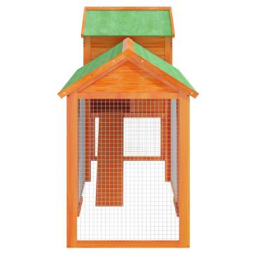 Brown Chicken Coop 193x65x117 cm - Solid Pine Wood