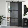 Stylish Black Sliding Door 102.5x205 cm - Tempered Glass & Aluminium