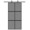 Stylish Black Sliding Door 102.5x205 cm - Tempered Glass & Aluminium