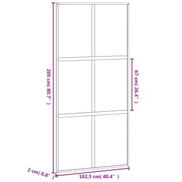 Stylish Black Sliding Door 102.5x205 cm - Tempered Glass & Aluminium