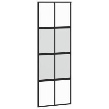 Sliding Door Black 76x205 cm - Tempered Glass & Aluminium